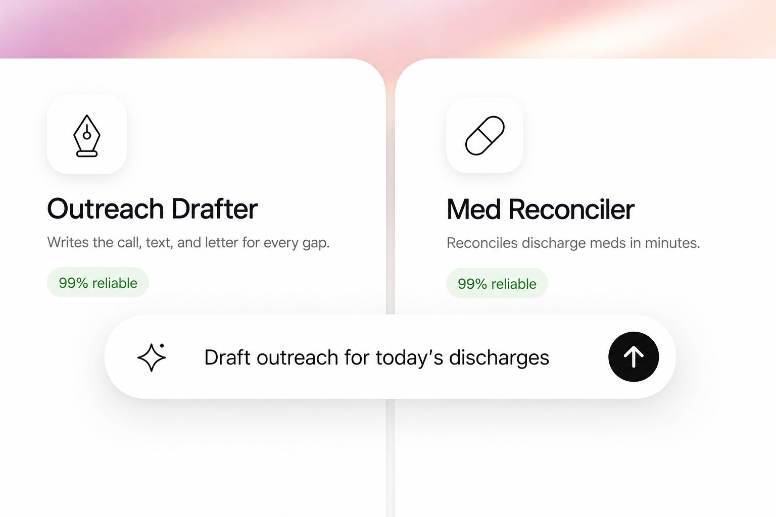 The Atticus workforce board — named care agents with reliability, workload, and savings