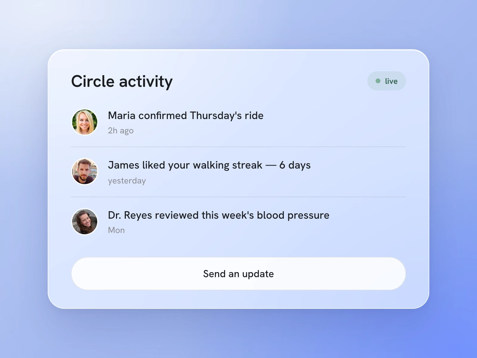 A patient's family circle in the Atticus app